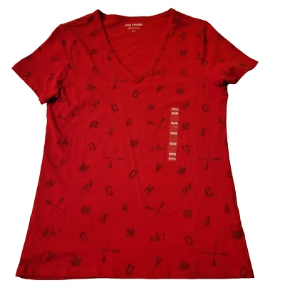Camisa de manga corta Joe Fresh CANADÁ "eh" - Para mujer S/P ROJA CUELLO EN V NUEVA SIN ETIQUETAS VIAJE Foto 1 de 4