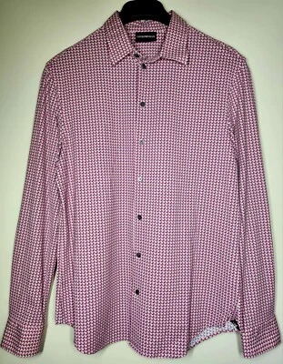 NUEVO CON ETIQUETAS Camisa Emporio Armani Para Hombre Delgada 3D Cubo Botón Delantero Manga Larga Talla Grande Foto 1 de 4