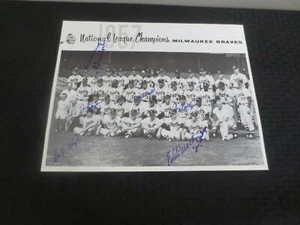 1957 Milwaukee Braves with Aaron11x14 Photo Spahn/Schoendienst/Mathews Autograph - Picture 1 of 5