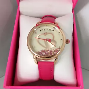 Reloj Betsey Johnson Rosa Oro Rosa Corazones Estrás Flotantes Nuevo con Etiquetas - Imagen 1 de 11