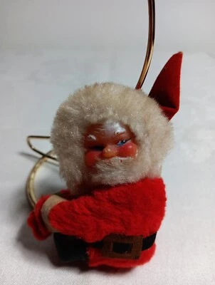 SANTA CLAUS Vintage Hugger Clip-on Grabber Pencil Pen Holder Figure Ornament   - Image 1 of 4