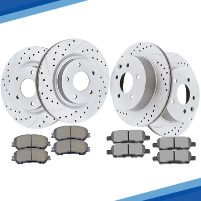 Front Rear Drilled Rotors  Discs Brake Pads for 2014 -  2016 2017 Nissan Rogue — 第 1/4 张图片