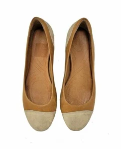 Clarks Indigo Brown/Gold Leather Slip On Flats Shoes Women's Size 9.5 M - Picture 1 of 5