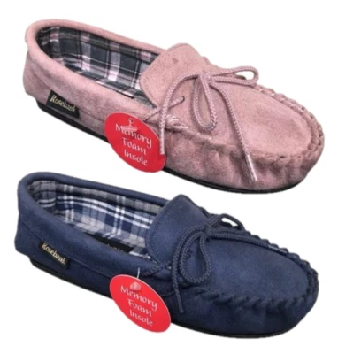 ROSEBANK Slippers Memory Foam Deluxe Faux Suede Moccasins Shoes