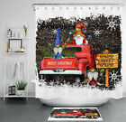 Merry Christmas Red Truck Gnome Snowflake Shower Curtain Set for Bathroom Decor