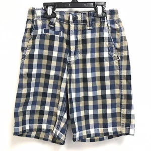 Gap Kids Boys Short Shorts Plaid Checkers Blue White Chino Size 8 - Picture 1 of 4