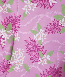 Pink Hawaiian Cotton Sewing Fabric Movie TV Prop Clothing Vacation Crafts 58x45 - Picture 1 of 3