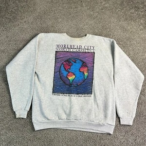 VINTAGE Morehead North Carolina Sweatshirt Mens XL Gray No Place Line Home 90s - Picture 1 of 14