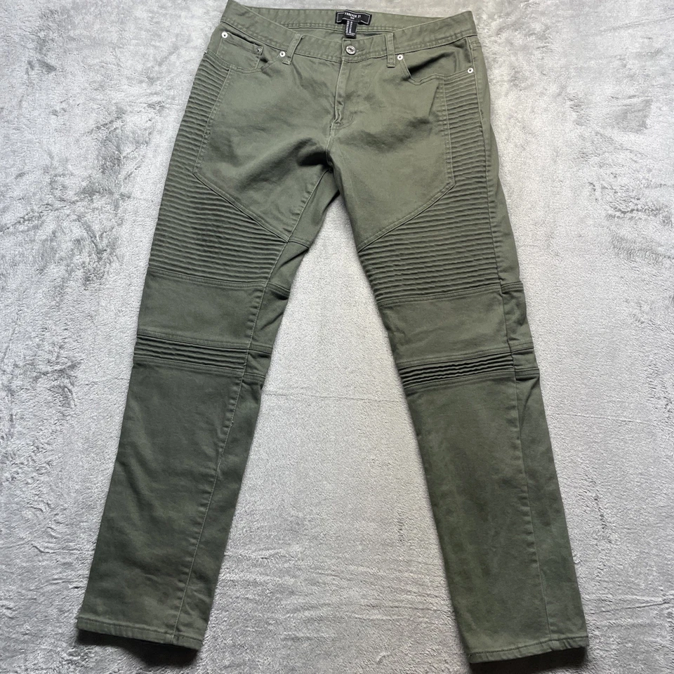 Pantalones de mezclilla Forever 21 para hombre 33 verde calce ajustado Foto 1 de 4