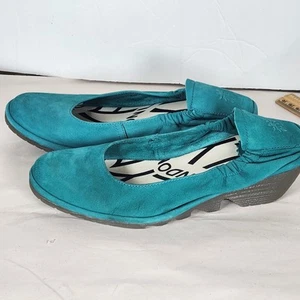 Fly London Women's teal Wedge Pump ballet Slip On stretch suede Shoes Size 7 - Picture 1 of 14