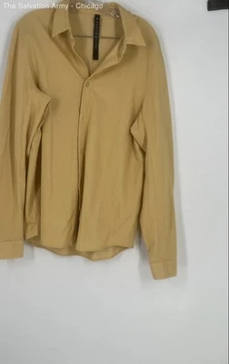 Camisa Lululemon Para Hombres Amarilla Mezcla Algodón Cuello Manga Corta Abotonada Sin Talla Foto 1 de 4