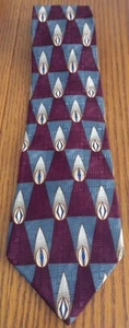Bill Blass Black Label Men's Necktie Tie Silk Burgundy Gray Gold Geometric - Picture 1 of 3
