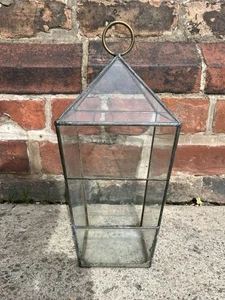 Vintage / Antique Glass & Lead Hanging Terrarium / Plant Holder - Picture 1 of 8