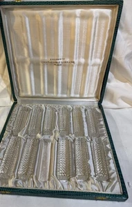 Vtg Crystal Knife Rest Square Diamond Cut Cristallerie Lorraine France Set 11 - Picture 1 of 4
