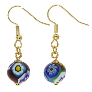 Pendientes de vidrio italiano de Murano diseño de gota con multicolor Millef - Imagen 1 de 6