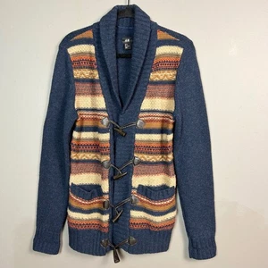 H&M Cárdigan Suéter Para Hombres Pequeño Mantón Cuello Azul Rayas Toggle Town Country Lana - Imagen 1 de 9