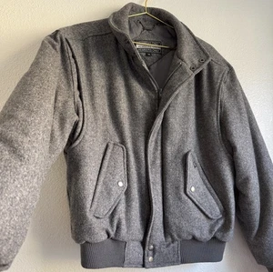 VTG 80's Members Only Bomber Wool Jacket Full Zip Snap Coat Gray Sz: 40 Medium - Picture 1 of 15