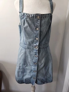 Free People Boyish Kennedy Blue Denim Jumper Size Large - Picture 1 of 9