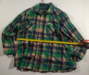 Para hombres Vintage Años 90 Pashartuk Manga Larga Franela Abotonada, G/B/Y, Talla 3XL - Imagen 1 de 6