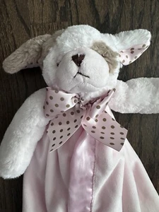 Bearington Baby Pink Plush Puppy Dog Lovey Security Blanket Satin Trim Polka Dot - Picture 1 of 6