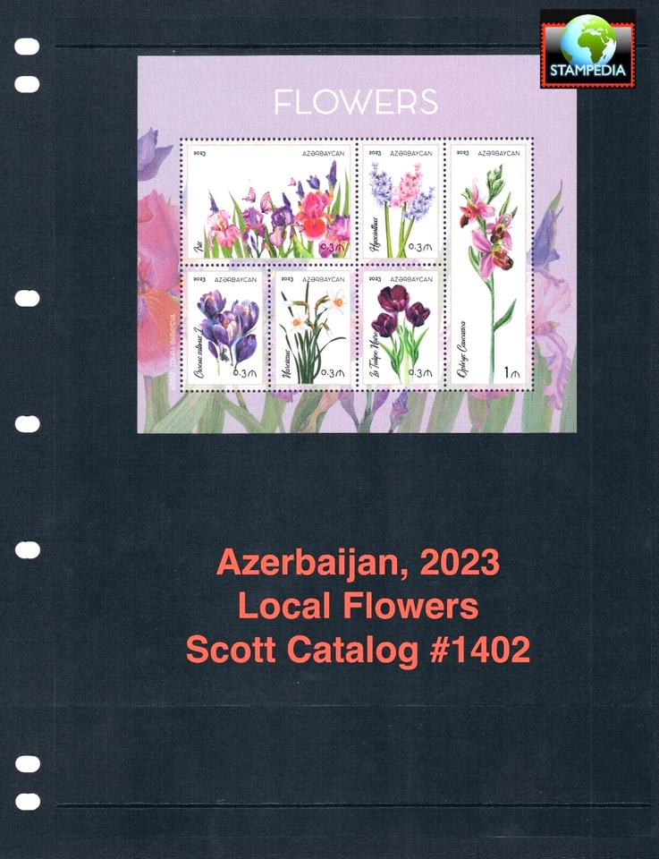 $7.50 Scott Value - 2023 AZERBAIJAN Flower s/s Central Asian MNH NH UMM - Image 1 of 4