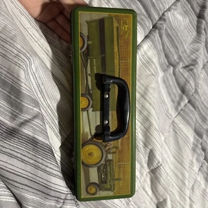 John Deere Woman Driving Tractor Tin - Metal Hinged Tool Box - Picture 1 of 4
