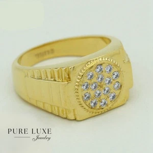 Men's Stainless Steel Brilliant CZ.Eternity,Rings 8 9-13 Gold plated Box - Picture 1 of 3