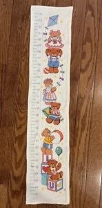 Wachstumstabelle verspielte Teddybären hausgemacht bestickt Kind Baby 7 x 15 Zoll - Bild 1 von 10