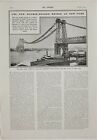 1901 Print Double Deckered Bridge New York Suspension Bridge Brooklyn
