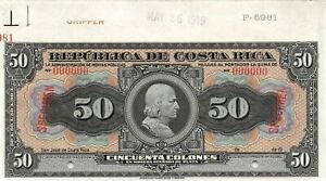Costa Rica  50  Colones  5.26.1919  P 150s  Series A  Uncirculated Banknote NY