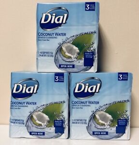 Dial Coconut Water Ultra Fresh Hydration Bar Soap 3 Bars 4 ozs Lot of 3