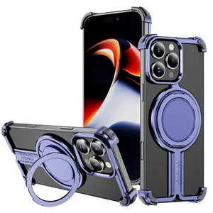 Magnetic Metal Armor I Type Rimless phone Case For iPhone 16 15 Pro max 14 13 12 - Picture 1 of 29