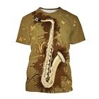 Saxophone Pattern Men's Street Casual Music Element Hip-Hop 3D Printed T-Shirt