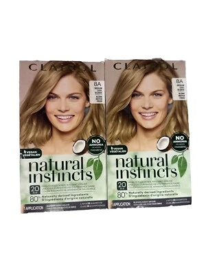 2 LOT Natural Instincts Clairol Non-Permanent Hair Color-8A MEDIUM COOL BLONDE - Image 1 of 4