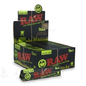 Full Box of 50 Raw Black Organic King Size Slim Rolling Paper Bundle Set - Picture 1 of 1
