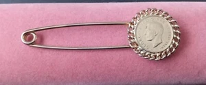Vintage Coin Brooch Safety Pin - Picture 1 of 4
