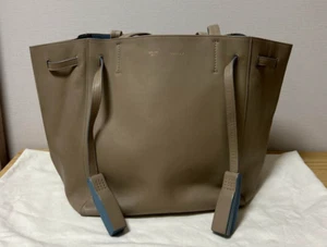 CELINE Cabas Phantom Small Tote Bag Taupe Greige Leather Made in Italy Used - Picture 1 of 11