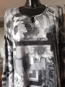 🌺Viskose Bluse Tunika - schwarzweiß gemustert Gr. XL-40/42🌺 - Bild 1 von 6