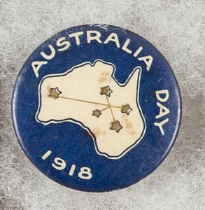 Erster Weltkrieg Australien Tag 1918 blaue Karte Pinback Button Abzeichen - sehr selten - Bild 1 von 1