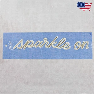 Sparkle On-Fab Lab Embroidered Iron On Patches Large Cursive Script Words Shiny - Picture 1 of 2