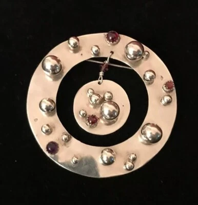 Брошь B. Chavez Sterling б/у в отличном состоянии 2 3/4 дюйма с топазом или гранатом Southwest Modern - Изображение 1 из 4