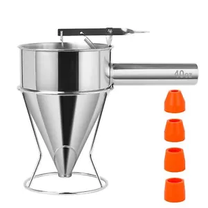 Pancake Batter Dispenser,40oz Stainless Steel Funnel Cake Dispenser with Stan... - Picture 1 of 6
