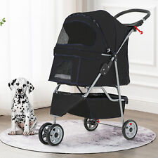 3/4 Wheels Folding Waterproof Pet Stroller Travel Cat Dog Stroller W/Cup Holder