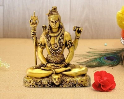 Figura Estatuto Ídolo Meditación Shiva Haciendo Latón Dios Señor Hindú Foto 1 de 4