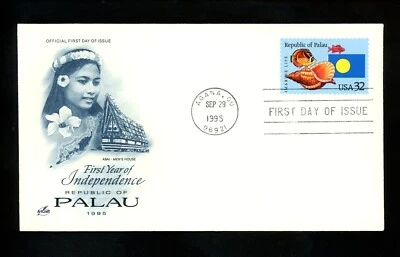 US FDC #2999 Artcraft 1995 Agana GU Palau Fish Conch Shell Marine Life - Image 1 of 2