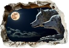 Wolf Mond Nacht Zuhause 3D Wandaufkleber Kunst Poster Aufkleber Wandbilder Kinderzimmer Z47
