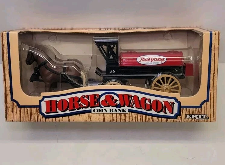 DE COLECCIÓN 1990 ERTL VERDADERO VALOR FERRETERÍA CABALLO Y CARRO BANCO #7624 SELLADO NUEVO Foto 1 de 4