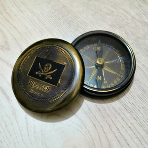 Brújula náutica negra antigua latón marino piratas 2,25" hecha a mano decoración regalo - Imagen 1 de 6