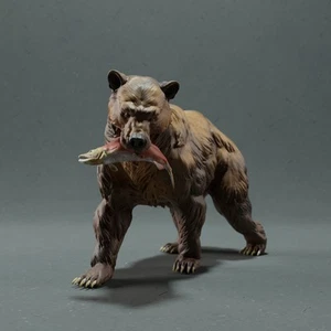 Grizzly Bear - Salmon – 3D Printed Model - Unpainted - Animals Miniatures - Imagen 1 de 5