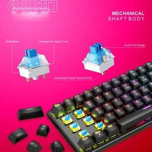 Abnehmbares Kabel Mechanische Tastatur für Gaming mit 61 Tasten RGB Hintergrund - Bild 1 von 24